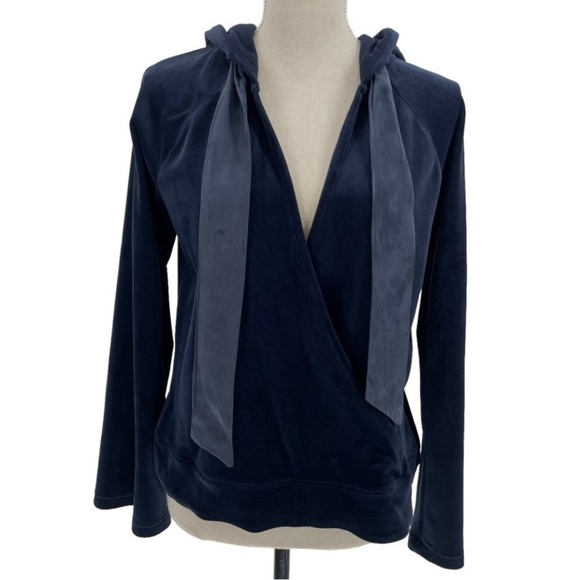Anthropologie Saturday Sunday Velvet Velour Party Faux Wrap Hoodie Pullover S - Picture 1 of 15